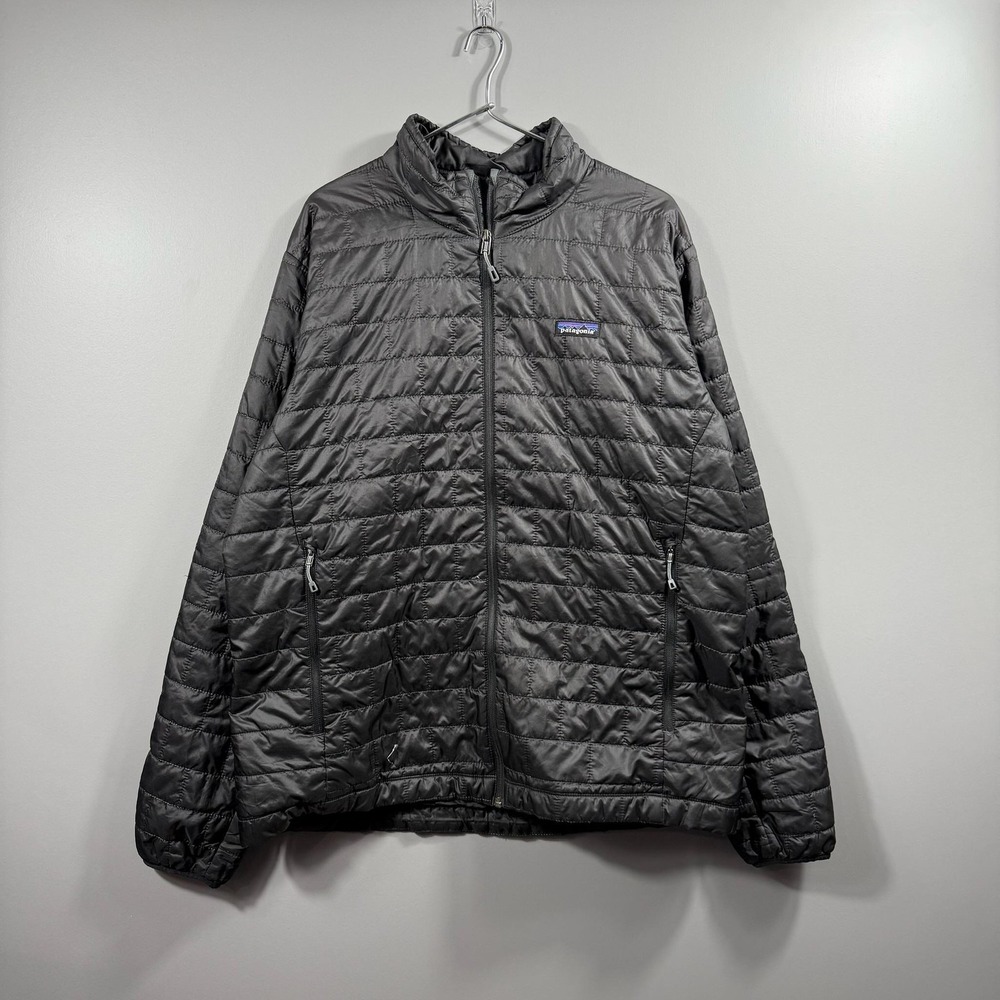 Patagonia Jacket Mens XL Gray Quilted Puffer Insulated Full Zip Lightweight